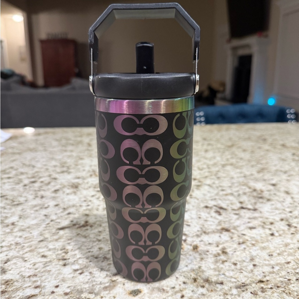 Stanley Black and Chrome Patterned Travel Mug 20oz